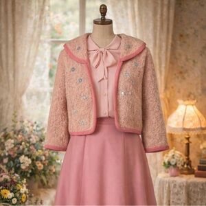 Vintage 1960s Ethel Of Beverly Hills Jewel Pink Cropped Jacket